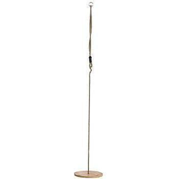 Single wooden monkey swing hanging on a white background