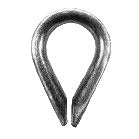 Heart shaped metal thimble for rope with a white background