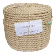 Coil of natural fiber 18mm sisal rope on a white background