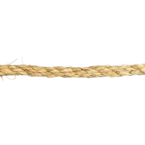 Close-up of a 8mm natural sisal rope on a white background