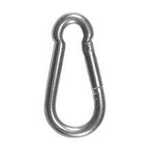 Stainless steel carabiner on a white background