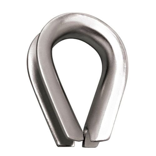 Heart shaped stainless steel thimble for rope with a white background