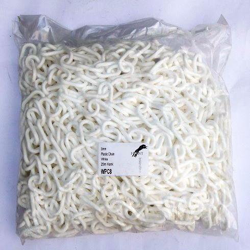 8mm White Plastic Chain - 25m bag