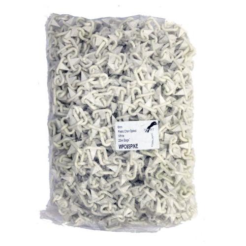 6mm Spiked White Plastic Chain - 25m bag